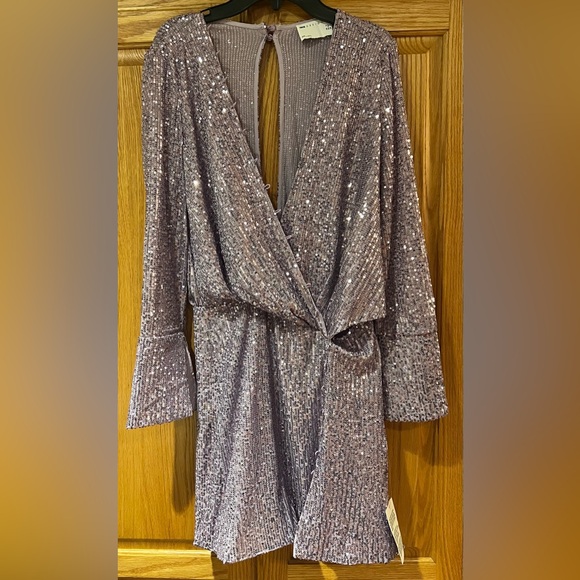 ASOS Dresses & Skirts - ASOS DESIGN Sequin Embellished Drape Detail Mini Dress with Button Detail Size 4